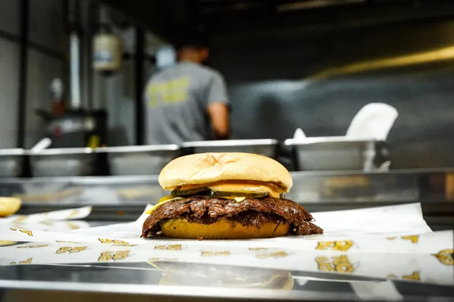 Out Cold double smash burger with melted cheese